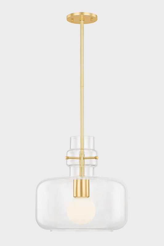 Mitzi by Hudson Valley Lighting Lumi Large Pendant in Aged Brass, detail view 1