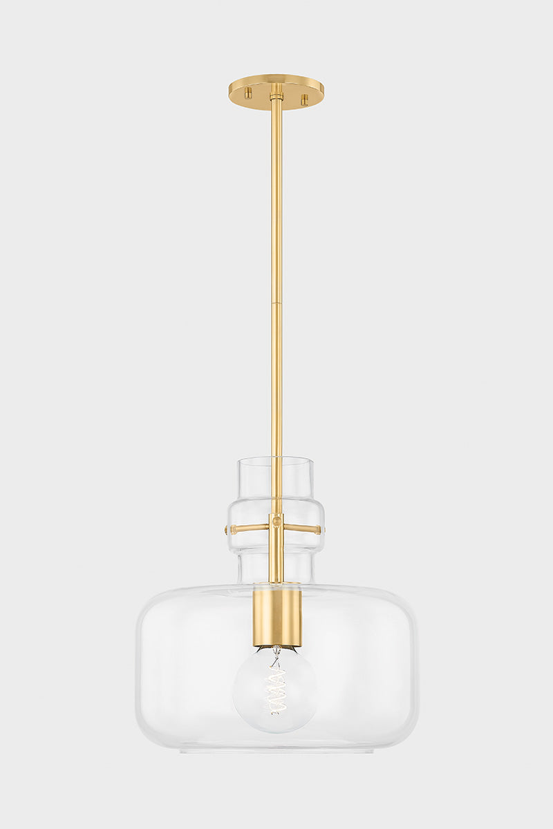 Mitzi by Hudson Valley Lighting Lumi Large Pendant in Aged Brass, detail view 2