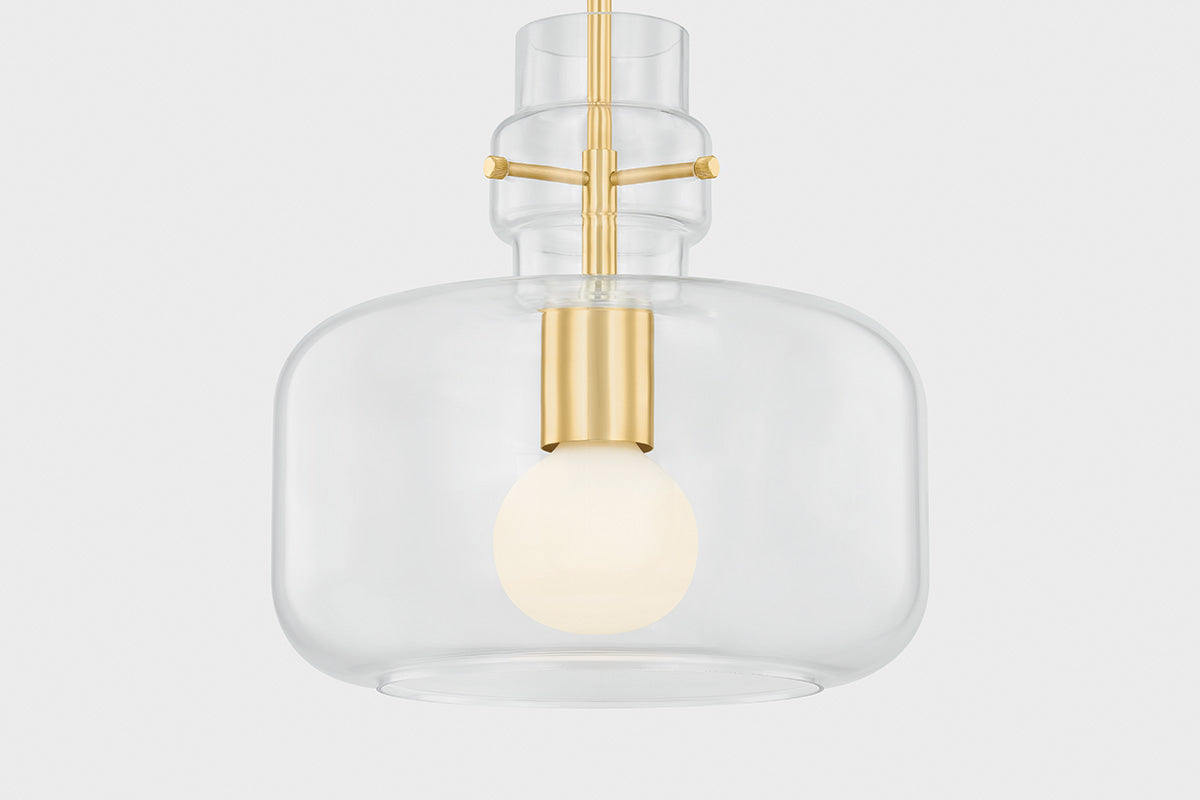 Mitzi by Hudson Valley Lighting Lumi Large Pendant in Aged Brass, detail view 3