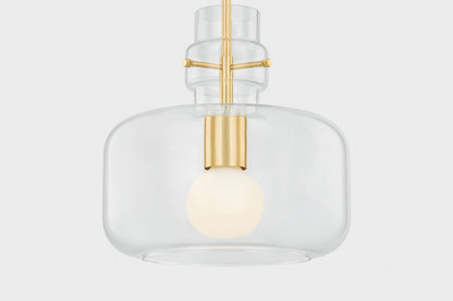 Mitzi by Hudson Valley Lighting Lumi Large Pendant in Aged Brass, detail view 3
