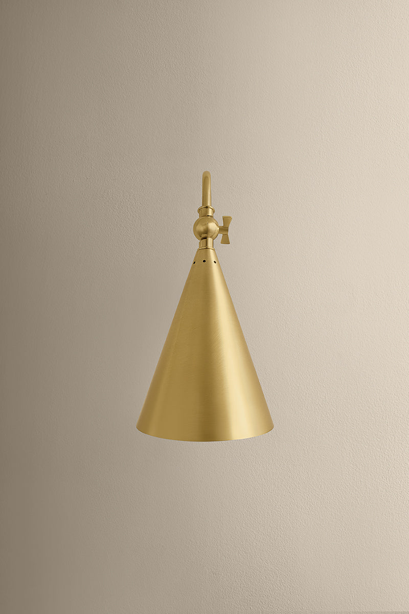 Mitzi by Hudson Valley Lighting Lupe Rechargeable Wall Sconce in Aged Brass, detail view 1