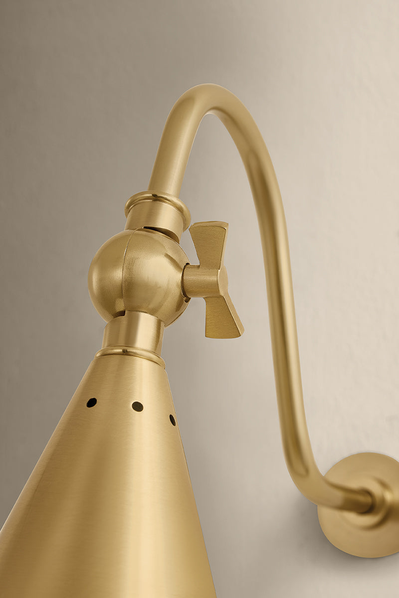 Mitzi by Hudson Valley Lighting Lupe Rechargeable Wall Sconce in Aged Brass, detail view 3