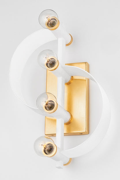 Mitzi by Hudson Valley Lighting Maddie Wall Sconce in Gold Leaf / White, detail view 1