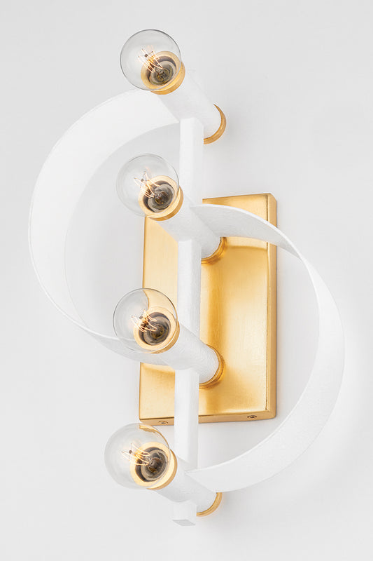 Mitzi by Hudson Valley Lighting Maddie Wall Sconce in Gold Leaf / White, detail view 1