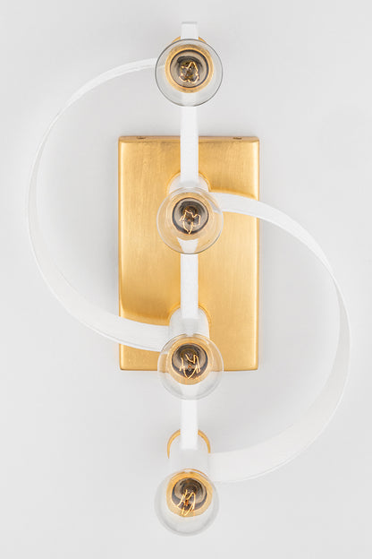 Mitzi by Hudson Valley Lighting Maddie Wall Sconce in Gold Leaf / White, detail view 2