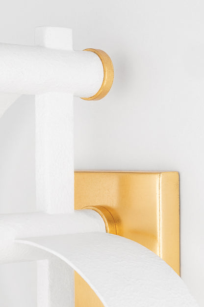 Mitzi by Hudson Valley Lighting Maddie Wall Sconce in Gold Leaf / White, detail view 4