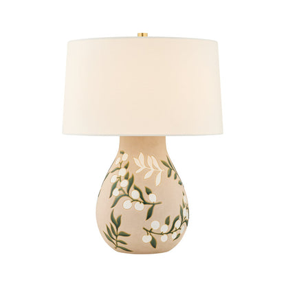 Mitzi by Hudson Valley Lighting Maeve Table Lamp in Aged Brass / Ceramic Maybell Motif