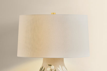 Mitzi by Hudson Valley Lighting Maeve Table Lamp in Aged Brass / Ceramic Maybell Motif, detail view 1