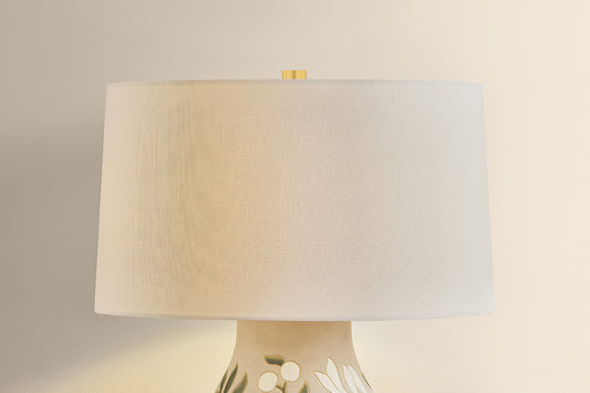 Mitzi by Hudson Valley Lighting Maeve Table Lamp in Aged Brass / Ceramic Maybell Motif, detail view 1