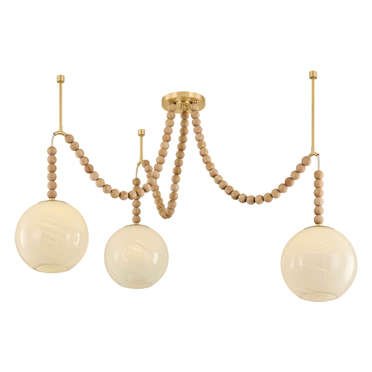 Mitzi by Hudson Valley Lighting Makena Chandelier in Aged Brass / Cloud