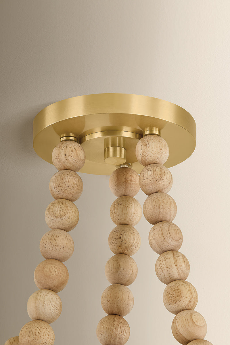 Mitzi by Hudson Valley Lighting Makena Chandelier in Aged Brass / Cloud, detail view 1