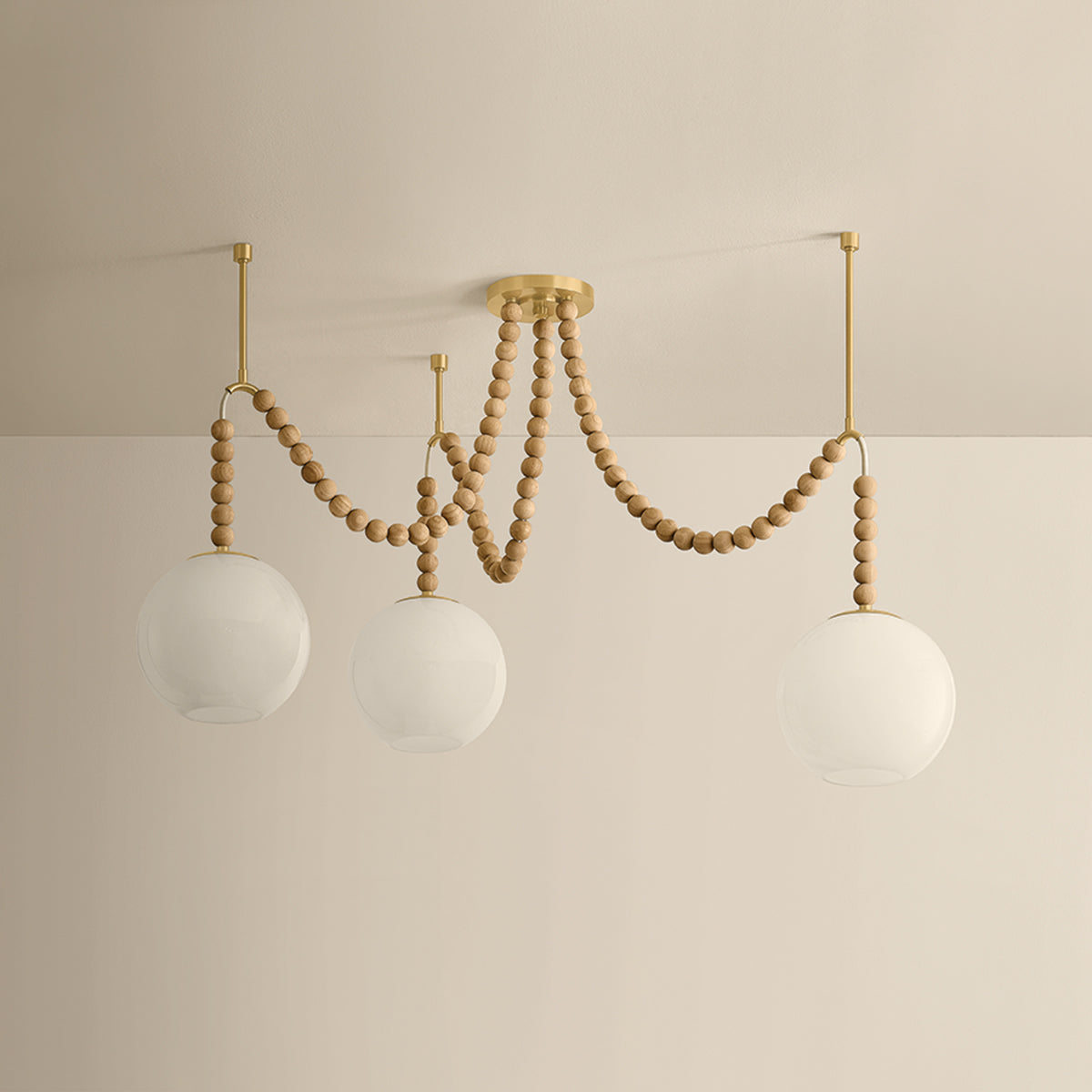 Mitzi by Hudson Valley Lighting Makena Chandelier in Aged Brass / Cloud, detail view 2