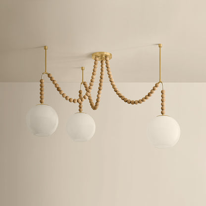 Mitzi by Hudson Valley Lighting Makena Chandelier in Aged Brass / Cloud, detail view 2