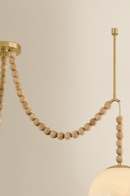 Mitzi by Hudson Valley Lighting Makena Chandelier in Aged Brass / Cloud, detail view 3