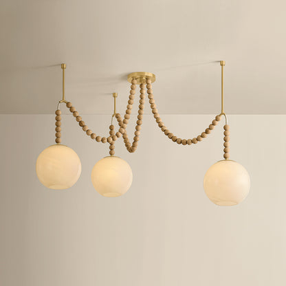 Mitzi by Hudson Valley Lighting Makena Chandelier in Aged Brass / Cloud, detail view 4