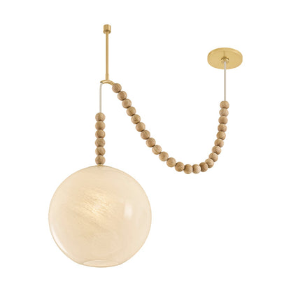 Mitzi by Hudson Valley Lighting Makena Pendant in Aged Brass / Cloud