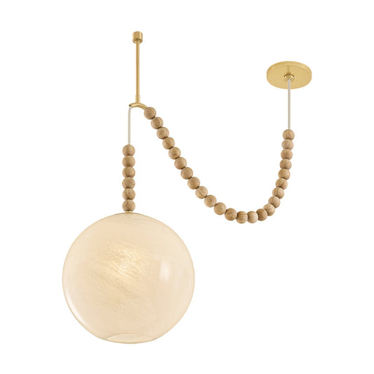 Mitzi by Hudson Valley Lighting Makena Pendant in Aged Brass / Cloud