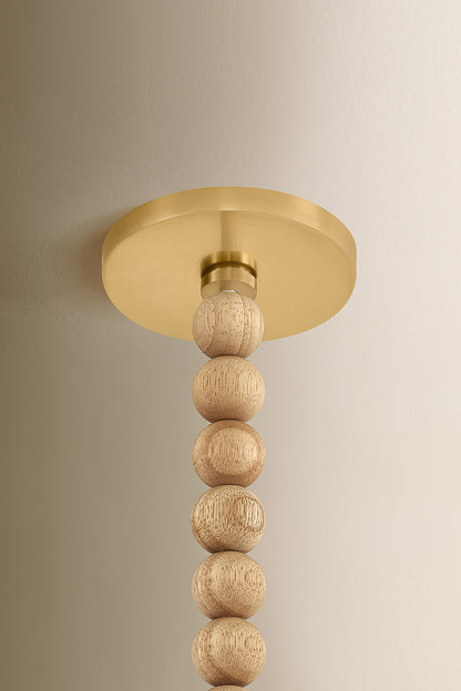 Mitzi by Hudson Valley Lighting Makena Pendant in Aged Brass / Cloud, detail view 1