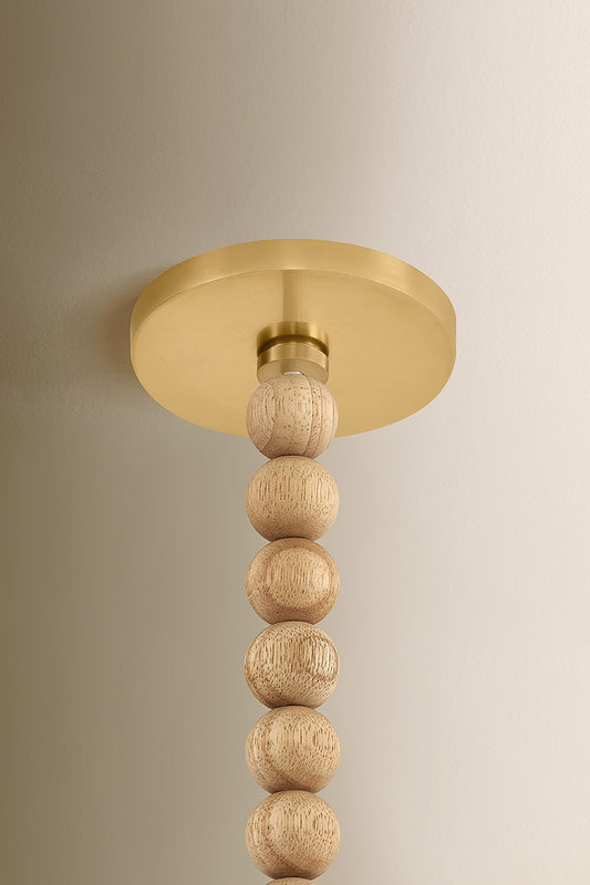 Mitzi by Hudson Valley Lighting Makena Pendant in Aged Brass / Cloud, detail view 1