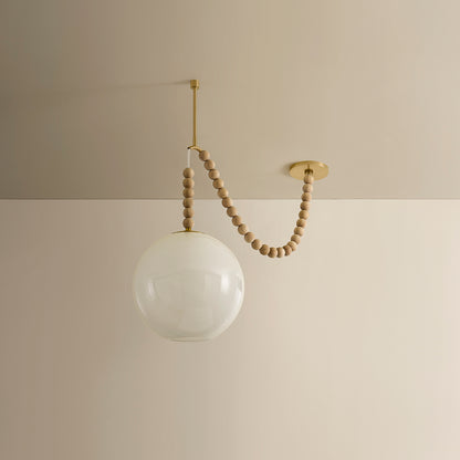Mitzi by Hudson Valley Lighting Makena Pendant in Aged Brass / Cloud, detail view 2