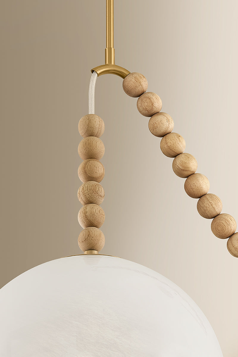 Mitzi by Hudson Valley Lighting Makena Pendant in Aged Brass / Cloud, detail view 3