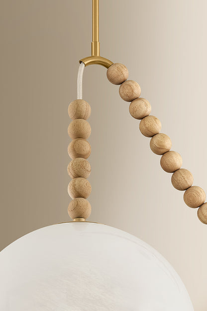 Mitzi by Hudson Valley Lighting Makena Pendant in Aged Brass / Cloud, detail view 3