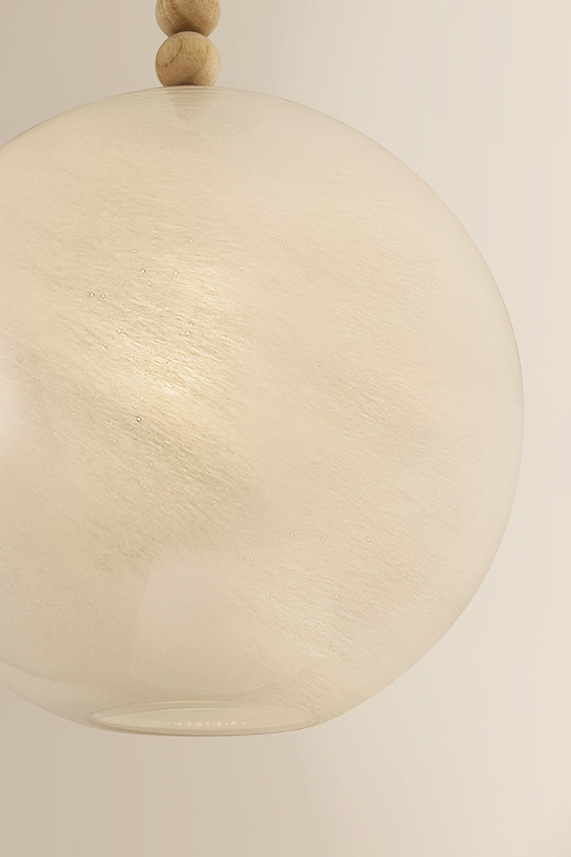 Mitzi by Hudson Valley Lighting Makena Pendant in Aged Brass / Cloud, detail view 5