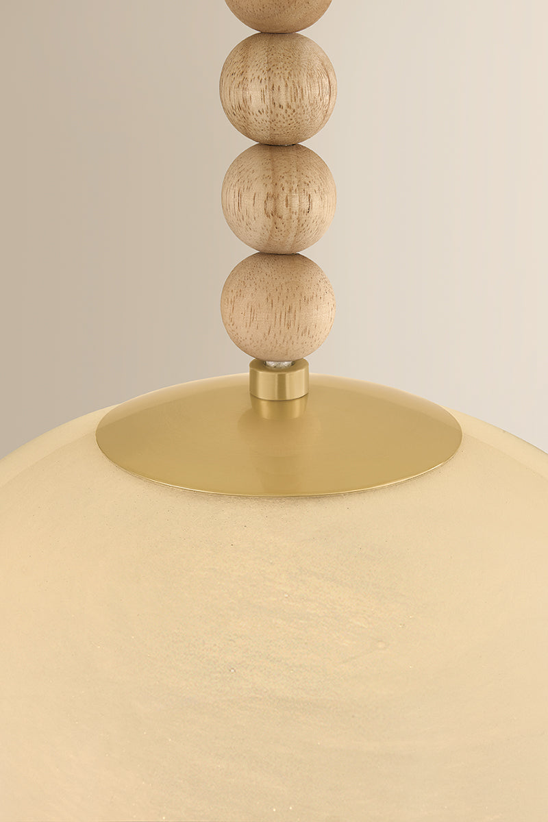 Mitzi by Hudson Valley Lighting Makena Pendant in Aged Brass / Cloud, detail view 6