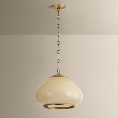 Mitzi by Hudson Valley Lighting Maliah Large Pendant in Patina Brass / Cream Opal Glass, detail view 2