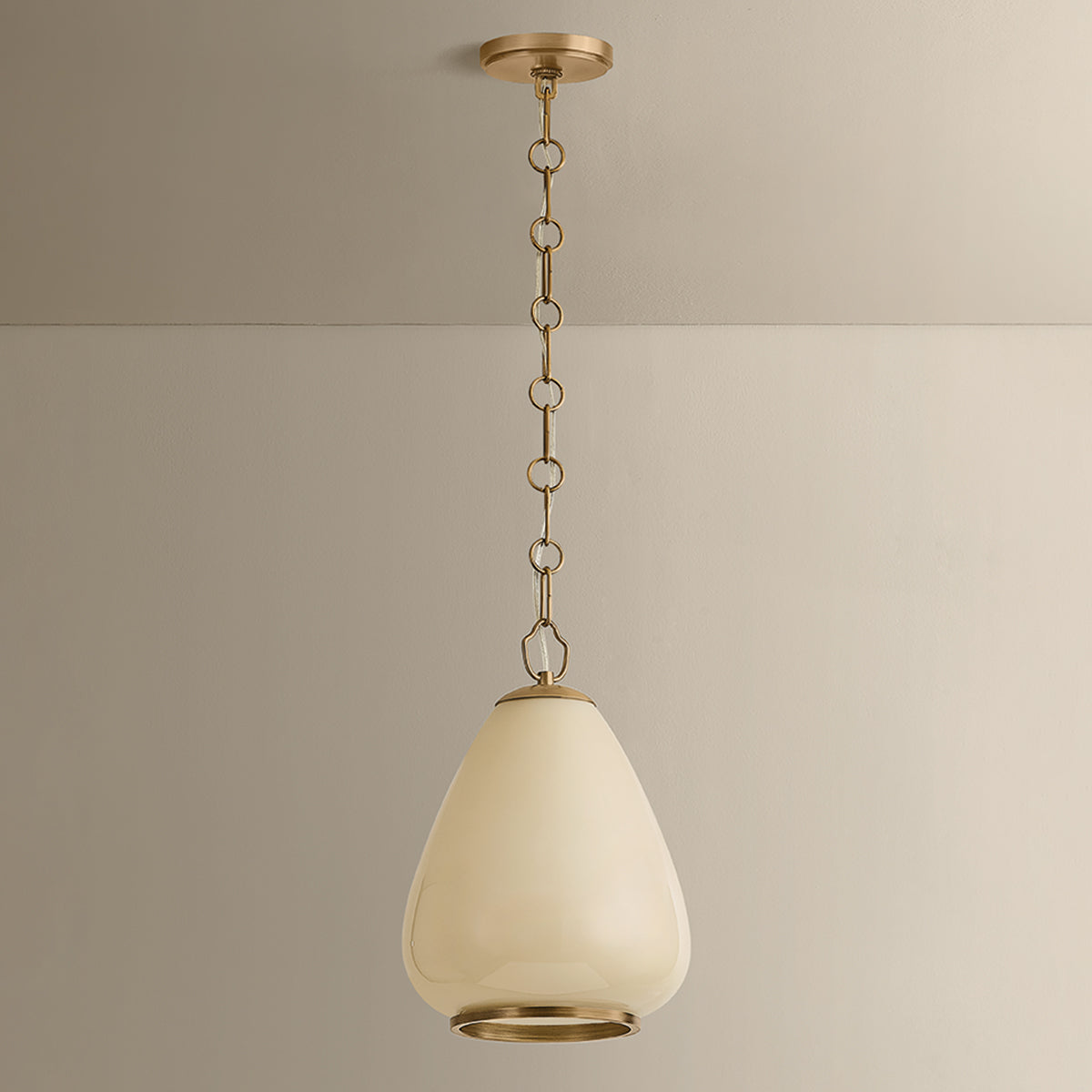 Mitzi by Hudson Valley Lighting Maliah Small Pendant in Patina Brass / Cream Opal Glass, detail view 2