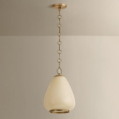 Mitzi by Hudson Valley Lighting Maliah Small Pendant in Patina Brass / Cream Opal Glass, detail view 2