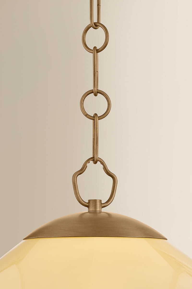 Mitzi by Hudson Valley Lighting Maliah Large Pendant in Patina Brass / Cream Opal Glass, detail view 3