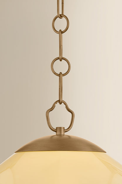 Mitzi by Hudson Valley Lighting Maliah Large Pendant in Patina Brass / Cream Opal Glass, detail view 3