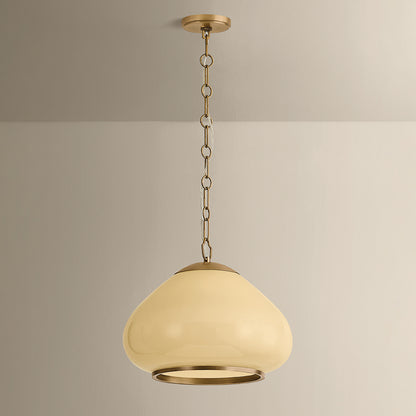 Mitzi by Hudson Valley Lighting Maliah Large Pendant in Patina Brass / Cream Opal Glass, detail view 4
