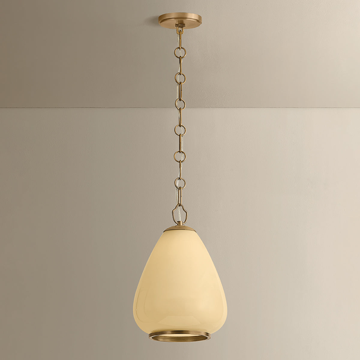 Mitzi by Hudson Valley Lighting Maliah Small Pendant in Patina Brass / Cream Opal Glass, detail view 4