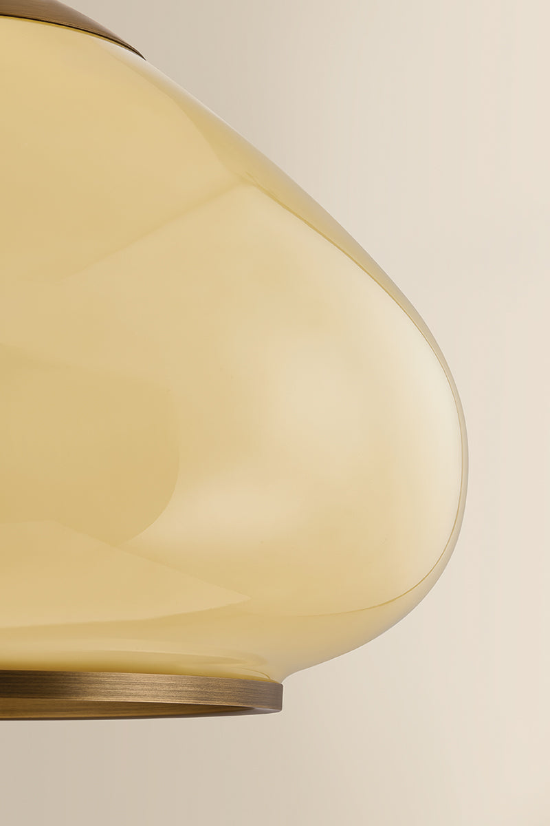 Mitzi by Hudson Valley Lighting Maliah Large Pendant in Patina Brass / Cream Opal Glass, detail view 5