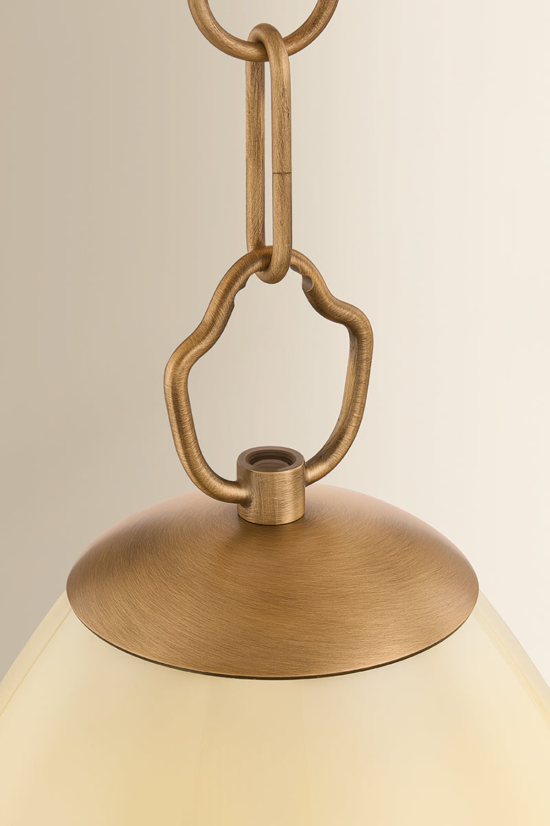 Mitzi by Hudson Valley Lighting Maliah Small Pendant in Patina Brass / Cream Opal Glass, detail view 5