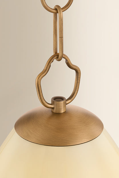 Mitzi by Hudson Valley Lighting Maliah Small Pendant in Patina Brass / Cream Opal Glass, detail view 5
