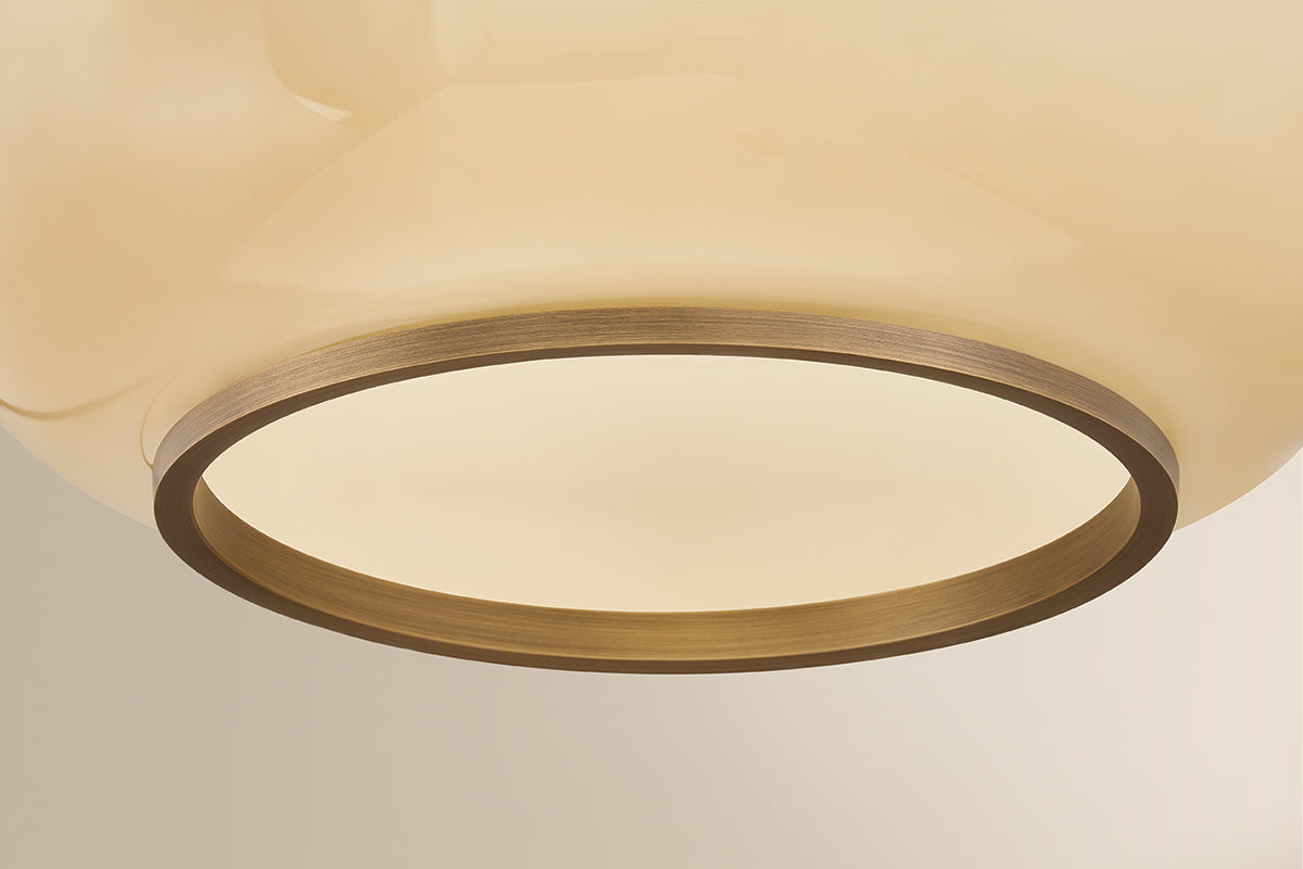Mitzi by Hudson Valley Lighting Maliah Large Pendant in Patina Brass / Cream Opal Glass, detail view 6
