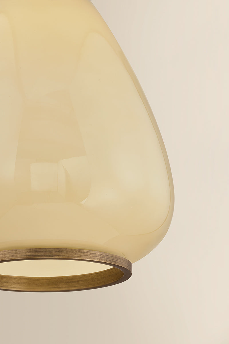 Mitzi by Hudson Valley Lighting Maliah Small Pendant in Patina Brass / Cream Opal Glass, detail view 6