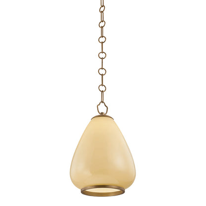 Mitzi by Hudson Valley Lighting Maliah Small Pendant in Patina Brass / Cream Opal Glass