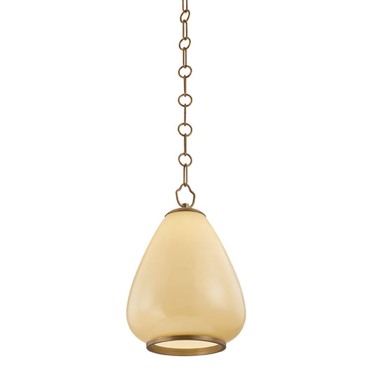 Mitzi by Hudson Valley Lighting Maliah Small Pendant in Patina Brass / Cream Opal Glass