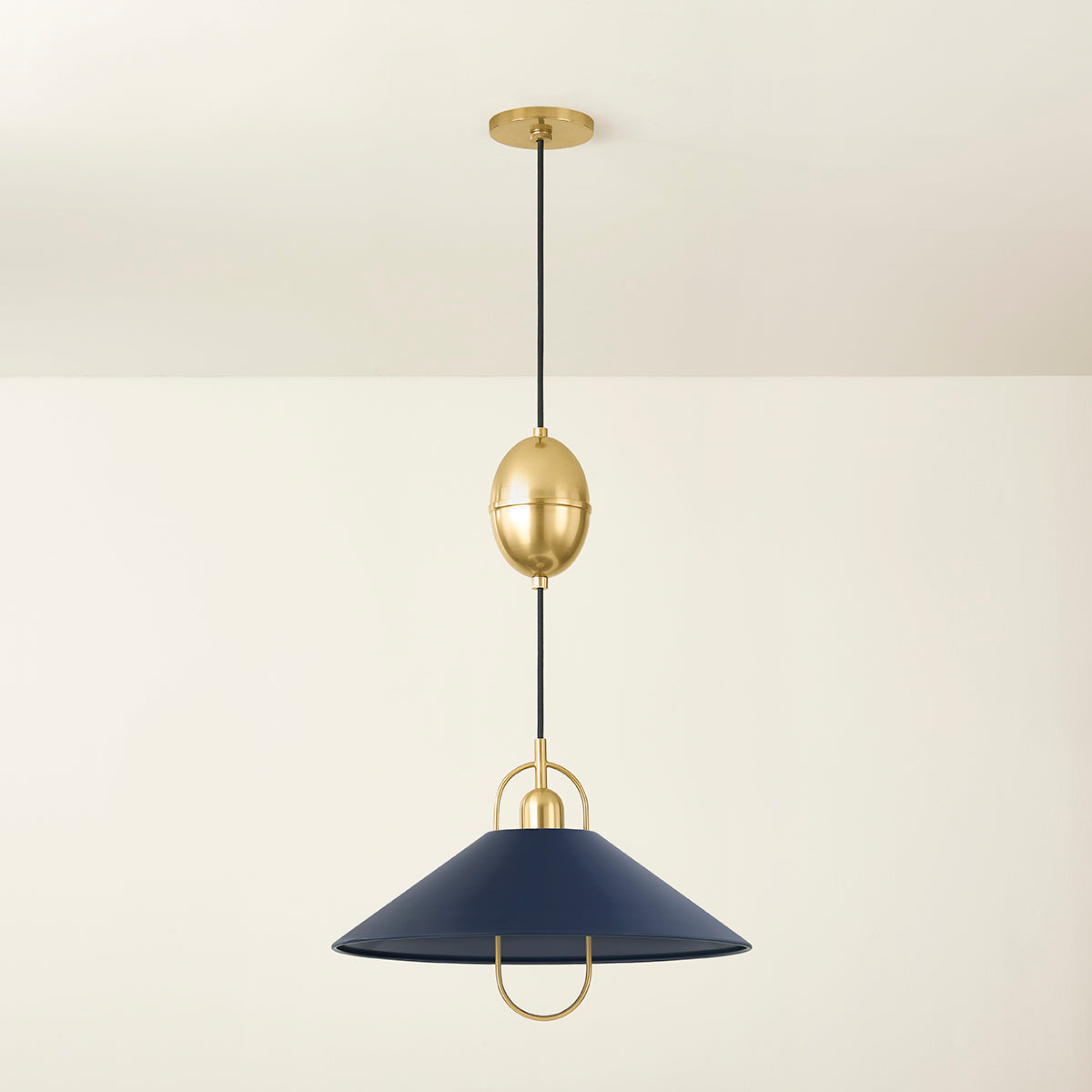 Mitzi by Hudson Valley Lighting Mariel Pendant in Aged Brass / Soft Navy, detail view 2