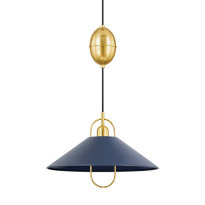 Mitzi by Hudson Valley Lighting Mariel Pendant in Aged Brass / Soft Navy