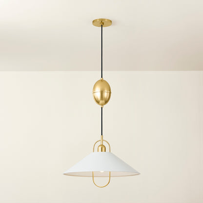 Mitzi by Hudson Valley Lighting Mariel Pendant in Aged Brass / Soft White, detail view 4