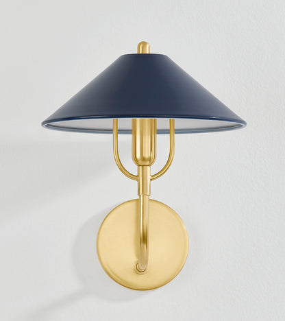 Mitzi by Hudson Valley Lighting Mariel Wall Sconce in Aged Brass / Soft Navy, detail view 1