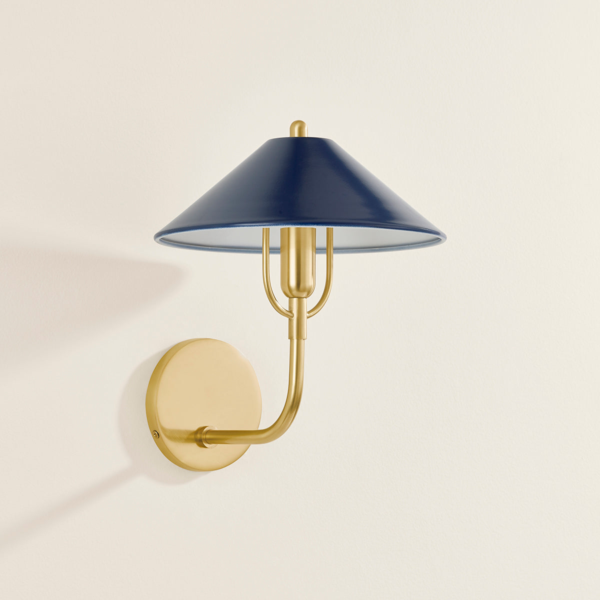 Mitzi by Hudson Valley Lighting Mariel Wall Sconce in Aged Brass / Soft Navy, detail view 2