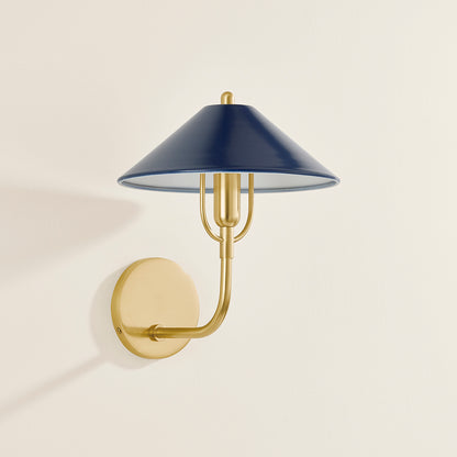 Mitzi by Hudson Valley Lighting Mariel Wall Sconce in Aged Brass / Soft Navy, detail view 2