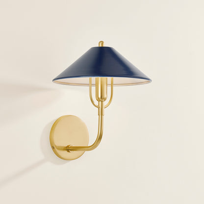 Mitzi by Hudson Valley Lighting Mariel Wall Sconce in Aged Brass / Soft Navy, detail view 4