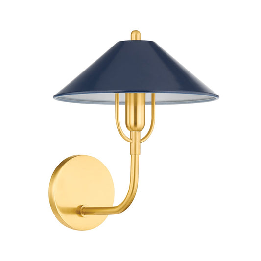 Mitzi by Hudson Valley Lighting Mariel Wall Sconce in Aged Brass / Soft Navy